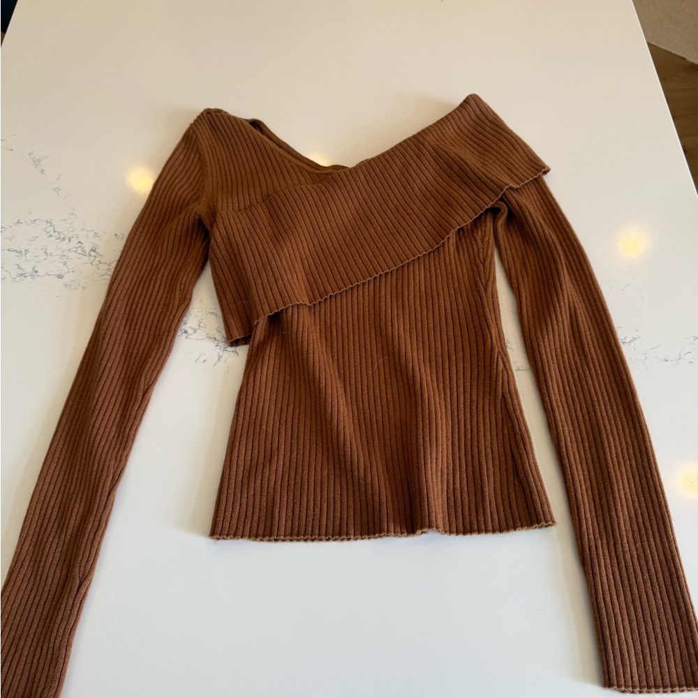 Lovers + Friends Tan Ribbed Sweater